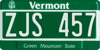 VT license plate ZJS457