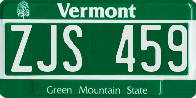 VT license plate ZJS459