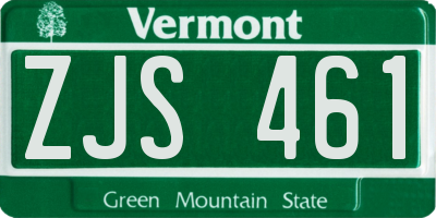 VT license plate ZJS461