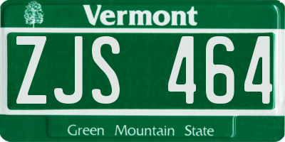VT license plate ZJS464