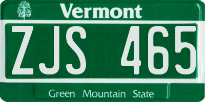 VT license plate ZJS465