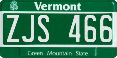 VT license plate ZJS466