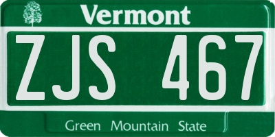VT license plate ZJS467
