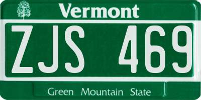 VT license plate ZJS469