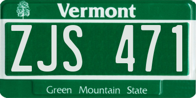 VT license plate ZJS471