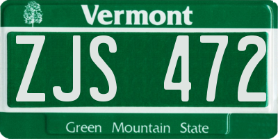 VT license plate ZJS472
