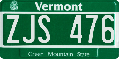 VT license plate ZJS476