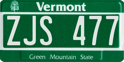 VT license plate ZJS477