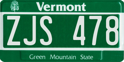 VT license plate ZJS478