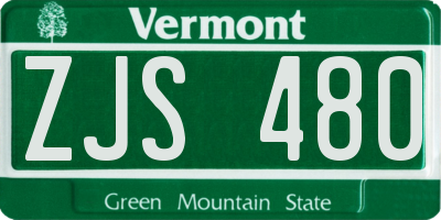 VT license plate ZJS480