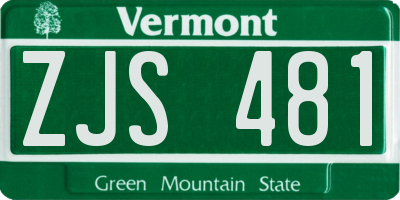VT license plate ZJS481