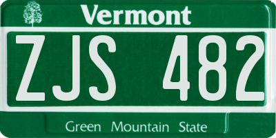 VT license plate ZJS482