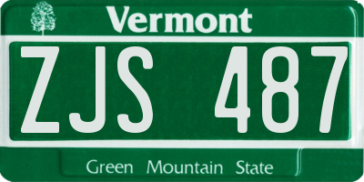 VT license plate ZJS487