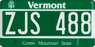 VT license plate ZJS488