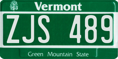 VT license plate ZJS489