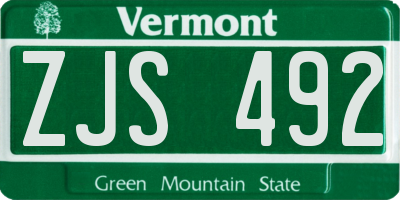 VT license plate ZJS492