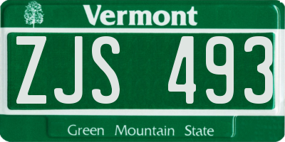 VT license plate ZJS493