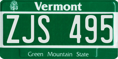 VT license plate ZJS495