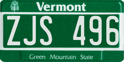 VT license plate ZJS496