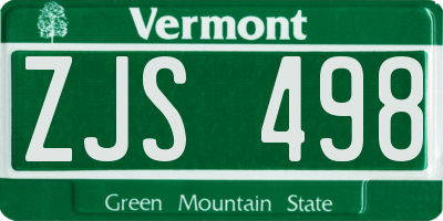 VT license plate ZJS498