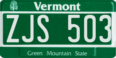 VT license plate ZJS503
