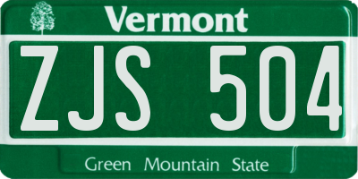 VT license plate ZJS504