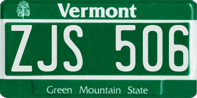VT license plate ZJS506