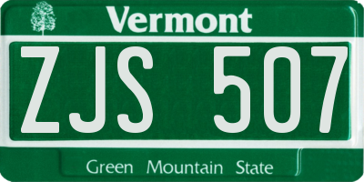VT license plate ZJS507