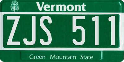 VT license plate ZJS511