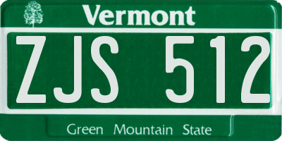 VT license plate ZJS512