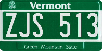 VT license plate ZJS513