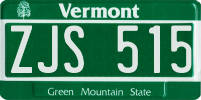 VT license plate ZJS515