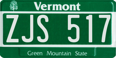VT license plate ZJS517