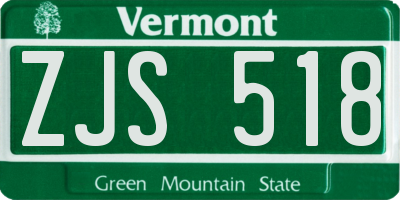 VT license plate ZJS518
