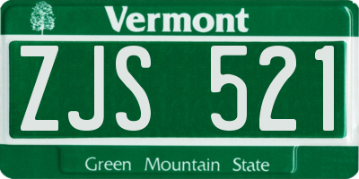 VT license plate ZJS521