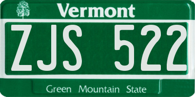 VT license plate ZJS522