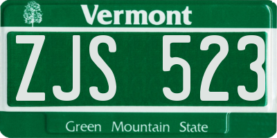 VT license plate ZJS523