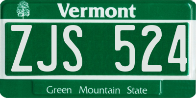 VT license plate ZJS524
