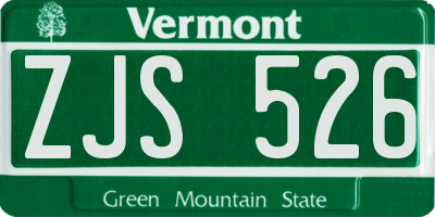 VT license plate ZJS526