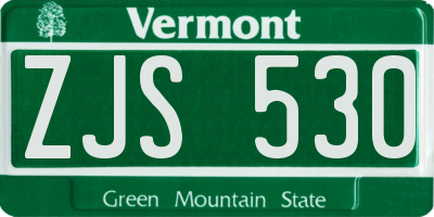 VT license plate ZJS530