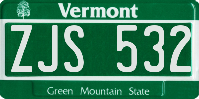 VT license plate ZJS532