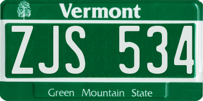 VT license plate ZJS534