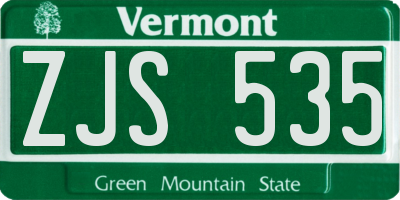 VT license plate ZJS535