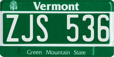VT license plate ZJS536