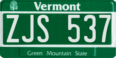 VT license plate ZJS537