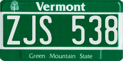 VT license plate ZJS538