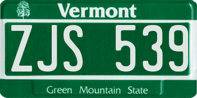 VT license plate ZJS539