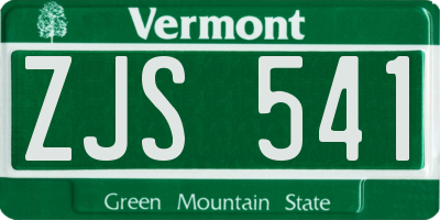 VT license plate ZJS541