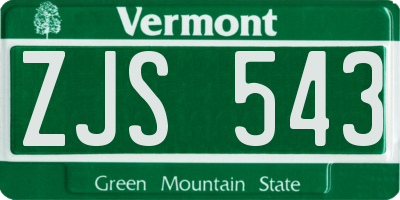 VT license plate ZJS543
