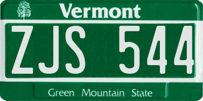 VT license plate ZJS544